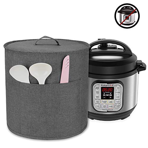 Luxja Dust Cover for 8 Quart Instant Pot, Cloth Cover with Pockets for Instant Pot (8 Quart) and Extra Accessories, Gray (Large)