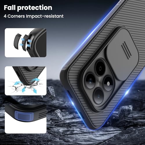 Nillkin Case for Xiaomi Redmi Note 15 Pro Plus 5G - Camera Protector with Slide Camera, Shock and Scratch Resistant, Compatible with Xiaomi Poco M8 Pro 5G 6.83" Black