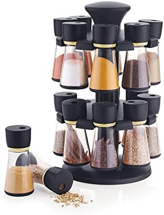 Floraware 16-Jar Revolving Spice Rack (DARKBROWN)