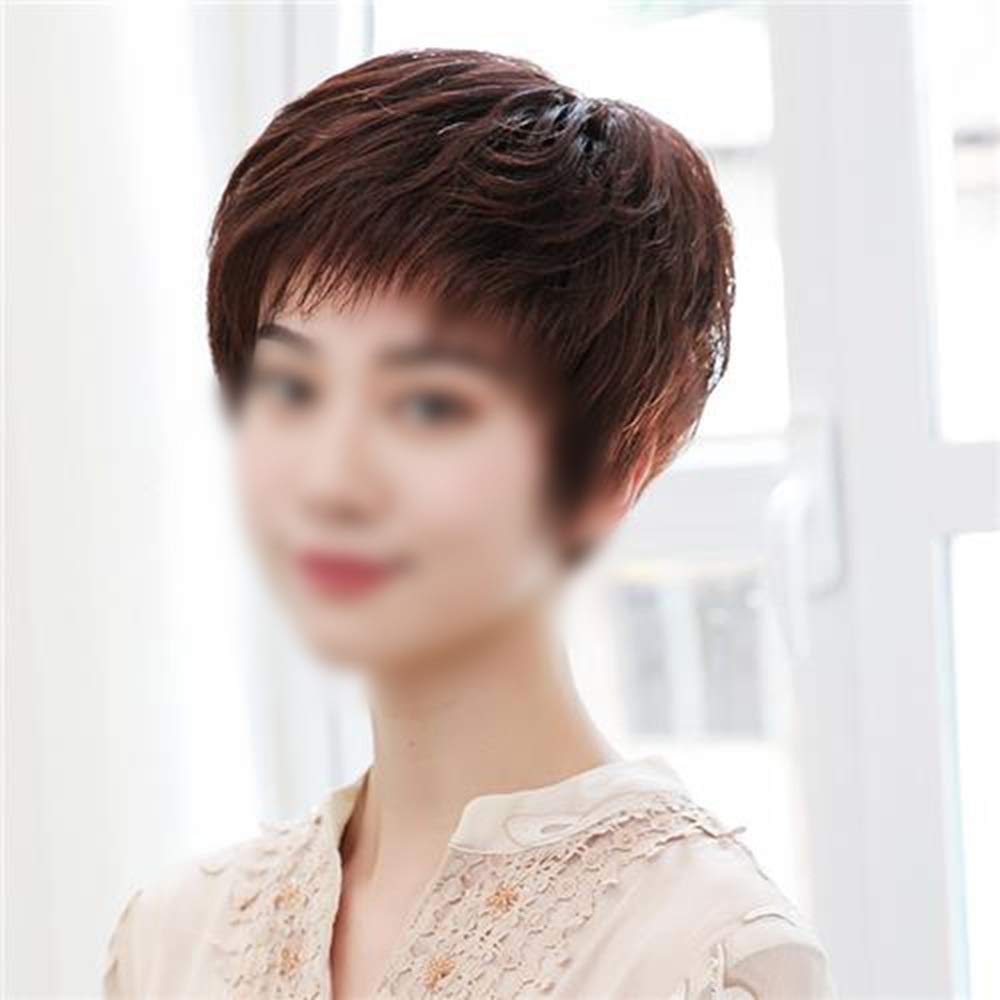 割引 Black Natural B07sdq5smz Black Natural 色 女性のダークブラウンのショートヘア中年の手編みリアルヘアヘアナチュラルリアルなかつら女性の合成かつらレースかつらロールプレイングかつら Yrattary ヘアスタイリング剤 Www Eps Com Do