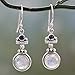 NOVICA .925 Sterling Silver, Rainbow Moonstone, and Iolite Dangle Earrings, Misty Moon'