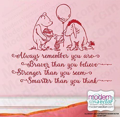 Classic Winnie the Pooh Braver Vinyl Wall Decal V5
