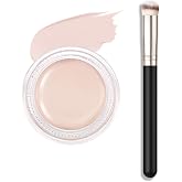 Kaely Pot Concealer Full Coverage Set, Under Eye Brightener Color Correcting Concealer for Dark Circles, Waterproof Foundation Face Makeup Brush Kit, Eye Ring Corrector de ojeras, 03 Ivory White