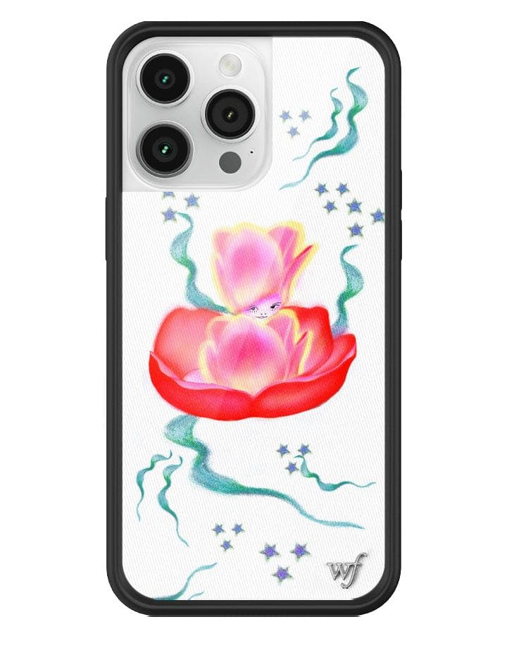 Wildflower Cases - Compatible with iPhone 14 Pro Max | Protective Black Bumper, 6.5ft Drop Test Certified, Women Owned Small Business | Aesthetic Trendy Flower Blue Pink Summer | Tulip Baby