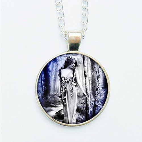 Pendant Necklace or Earrings Edwardian Lady Woman Wood Nymph Beautiful Fairy Vintage Photo Jewelry Feminine Feminist