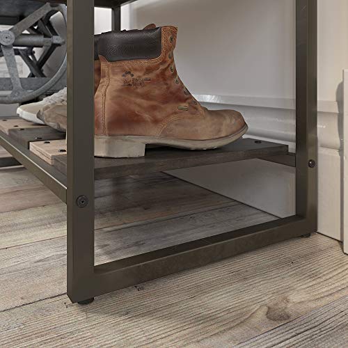 Bush Furniture Refinery Hall Tree with Shoe Storage Bench, Rustic Gray