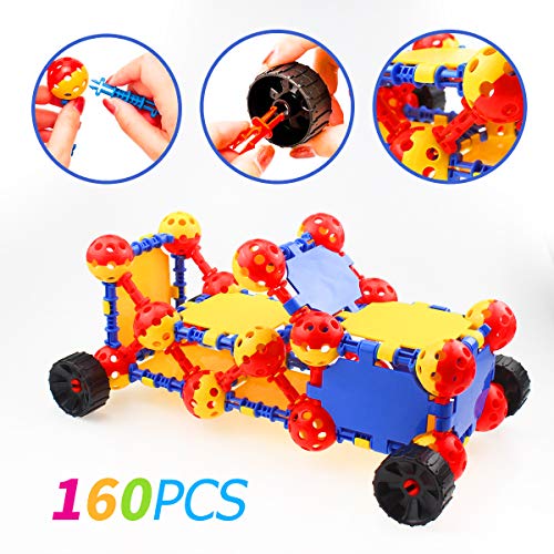 Litian STEM Learning Toys 160 Pieces Set, Building Bricks Creative DIY Engineering Construction Building Blocks Kids Educational Toy Set for Boys and Girls Ages 3+