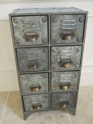 Vintage Retro Metal Cabinet Industrial With 8 Drawers Storage Unit