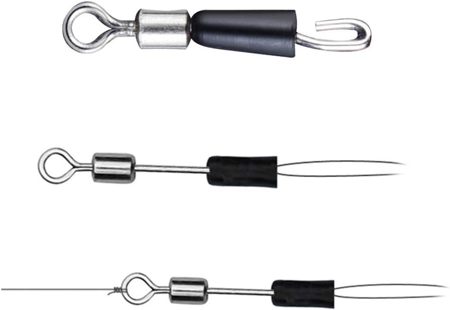 100 Pcs Quick Change Sub-line Clip Ring Fast Link Connector Fishing Rolling Swivels Fishing Tackle Accessories,Fast Link Connector Fishing Hook Ball Bearing Swivel Solid Rings Fishing Clip