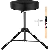 EASTROCK Drum Throne,Padded Drum Seat Drumming Stools with Anti-Slip Feet for Adults and Kids Drummers (Black)