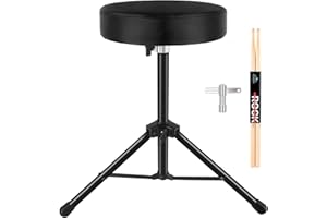 EASTROCK Drum Throne,Padded Drum Seat Drumming Stools with Anti-Slip Feet for Adults and Kids Drummers (Black)