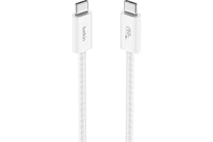 Belkin USB C to USB C Cable, 3.3ft, 60W - Type C Charger, iPhone Charger Cord, Soft, Braided, Flexible for iPhone 17, Galaxy S25, Pixel 9, Airpods, iPad Pro, Tablet & More, Travel Essentials - White