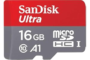 SanDisk 16GB Ultra microSDHC UHS-I Memory Card with Adapter - 98MB/s, C10, U1, Full HD, A1, Micro SD Card - SDSQUAR-016G-GN6M