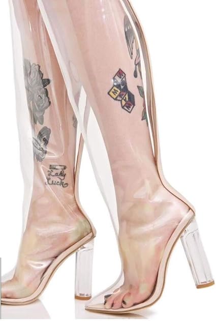 transparent knee high boots