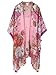 Moss Rose Women's Beach Cover up Swimsuit Kimono Cardigan with Bohemian Floral Print (Color30)