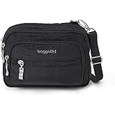 Baggallini Triple Zip Small Crossbody Bag for Women - 8x6 Lightweight Convertible Fanny Pack Belt Bag