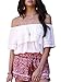 LISASTOR Womens Sexy Ruffles Lace Off Shoulder Crop Tops Summer Strapless Solid Blouses Tops Tank Vest (L)