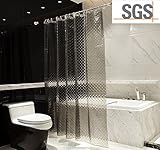 Grey Shower Curtains ABC life SGS Certified 100% Safety EVA Material Mildew &Water Resistant No Chemical Odor Non Toxic With Hooks