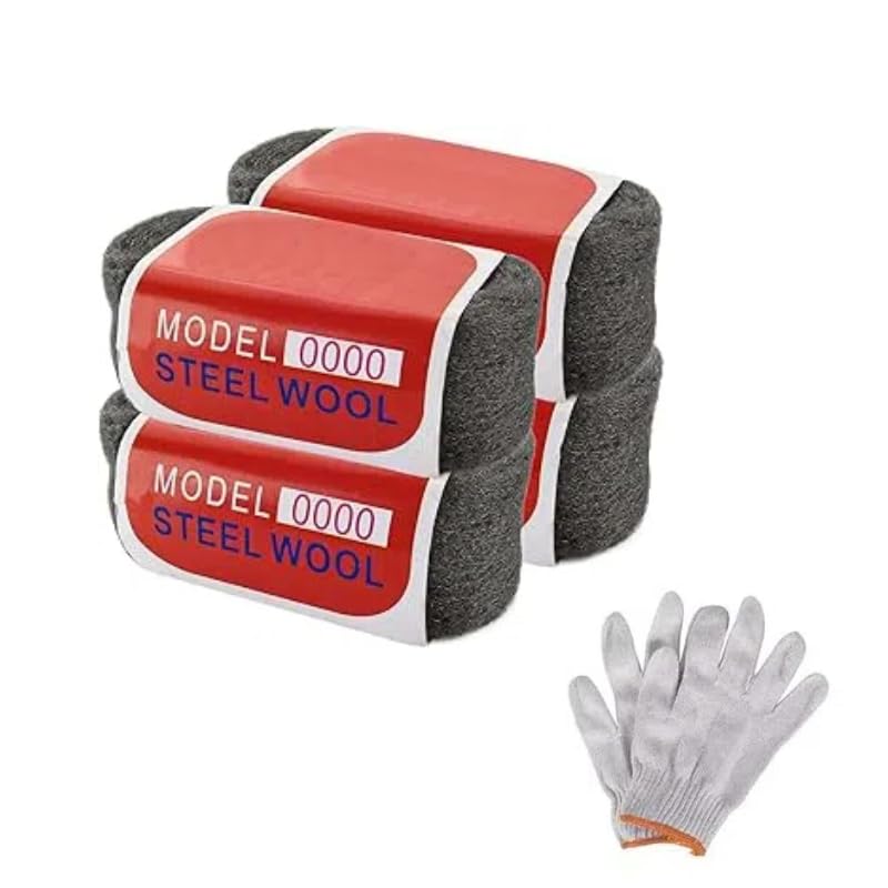 2 Pack Steel Wool Mice - 0000 Rodent Control Gaps Blocker Stainless Coarse Wire Wool Fill Fabric DIY Kit, Easy to Use Stop Rats and Mice Insect Pest, Includes Work Gloves.(3m/roll) (4 Pack)