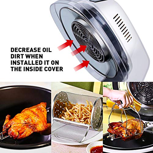 [Upgraded] DmofwHi Large Air Fryer Toaster Oven XL/8QT, 1000 Watt Programable AirFryer with 6 Presets and Rich Accessories 0-60 Mins Timer 122-446 ℉ Fask Cooking | Oilless Health Cooker - White - Thumbnail 7