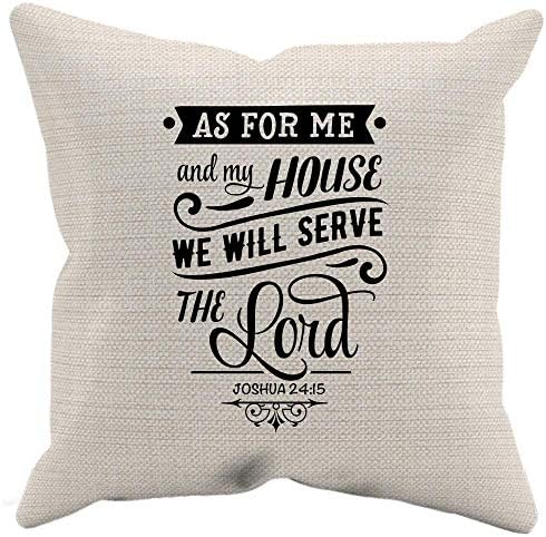 Alicert5II As for me and my house we will serve the Lord Canvas Pillow Case Joshua 24 15 Pillow Cover Scripture Pillow