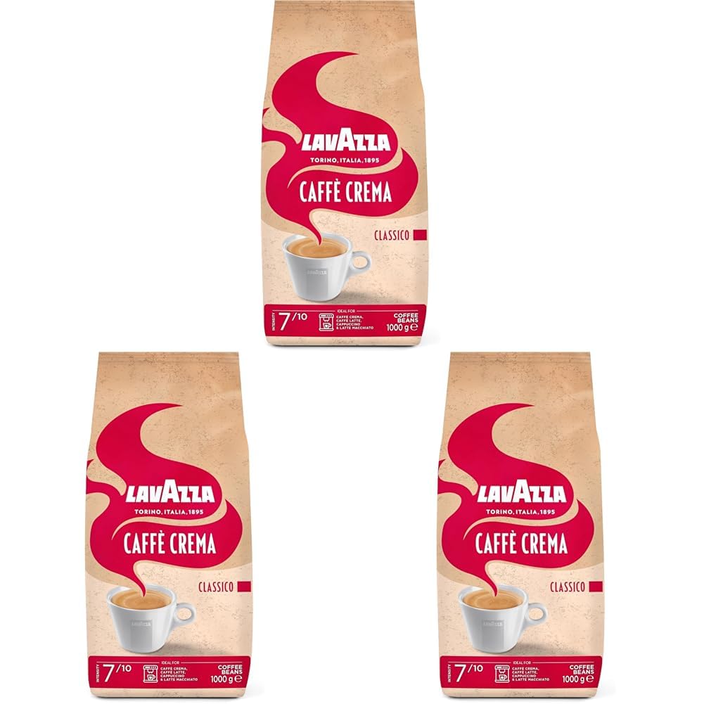 Lavazza, Caffè Crema Classico, Arabica & Robusta Kaffeebohnen, Ideal für Espressomaschinen, mit Aromanoten von Getrockneten Früchten, Starker Geschmack, Intensität 7/10, Mittlere Röstung, 1 Kg