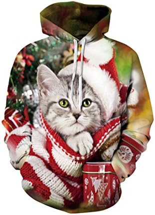 Timemory Unisex 3D Christmas Cat Printed Hoodie Sweatshirt XL Print #37
