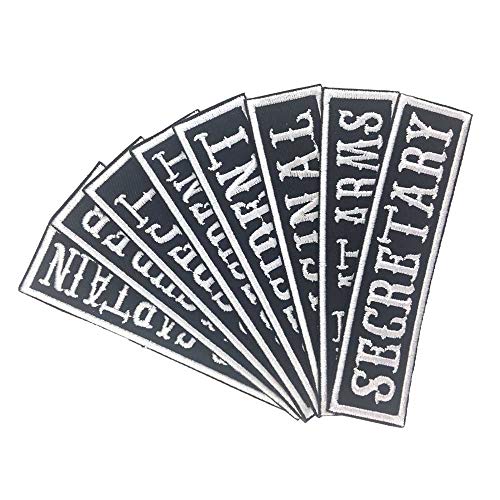 8 Pack 4"Wx1"H MC/RC Officer Title Rank Vest Patches President VP