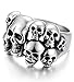 FIBO STEEL Stainless Steel Rings for Men Women Multi Skull Head Rings,Size 8
