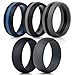 Saco Band Silicone Wedding Rings - Middle Line & Plain (Middle Line Blu Gray Black, Plain Gray Black, 10.5-11 (20.6mm))