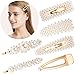 Pearl Resin Hair Clips Acrylic Hair Barrettes 12 Pcs, Pearl Barrettes Hair Clips for Women Girls Geometric Decorative Alligator Hair Snap Clip Hair Accessories for Party Wedding Daily Birthday Gifts