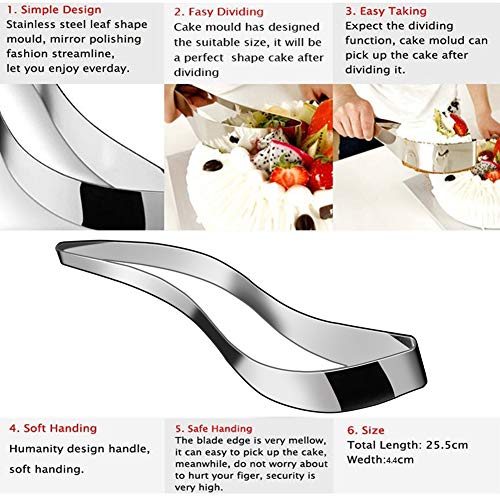 Stainless Steel Cake Slice Cake Pie Pastry Server One-Hand Design Cake Cutter Easy to Use Slicer Pie Knife Cake Lifter Tools Kitchen Utensils Plastic Gadget Perfect Presentation Cake (Bright silver)