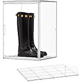 Acrylic Display Case with an Adjustable Divider, 2 Tiers XXX-Large Boot Shoe Storage Boxes Clear Plastic Stackable Storage Bin with Lids Super Large Clear Display Box for Shoes, Collectibles