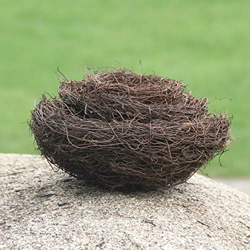 lwingflyer 2pcs Rattan Bird's Nest Crafts Handmade Dry Natural Bird's Nest for Garden Yard Home Party Wedding Decor No Eggs(Medium)