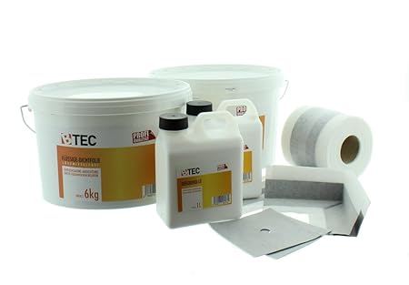 Dicht-Set 3A große Duschnische 'Standard' 12 kg Flüssige Dichtfolie inklusive Dichtband, Manschetten & Innenecken 2 l Tiefgru