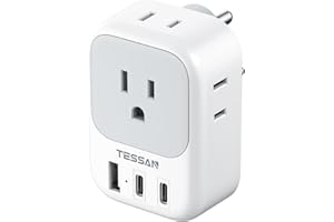 TESSAN US to India Plug Adapter, Type D Travel Adapter with 4 Outlets 3 USB (2 USB-C), Power Adaptor for USA to India Nepal Maldives Pakistan Bangladesh Sri Lanka Bhutan Yemen