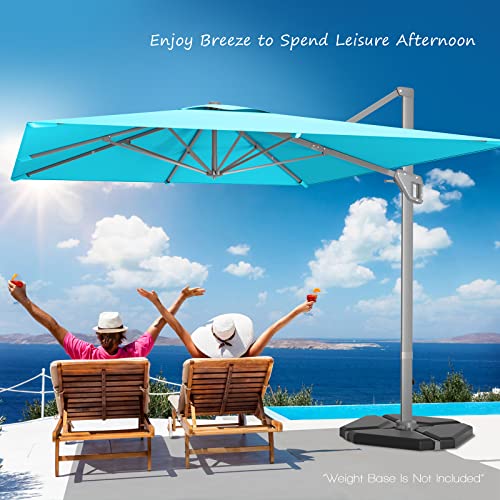 Tangkula 10x13ft Patio Rectangular Umbrella, Cantilever Offset Umbrella W/ 360° Rotation