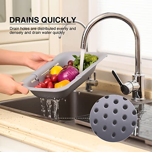 Collapsible Colander Over the Sink Drain Strainer Basket, Expandable
