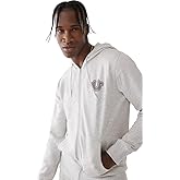 True Religion Men’s Puff Print Core Zip Up Hoodie for Men – Y2K Graphic Hoodie, Mens Hoodies with Oversized Graphic