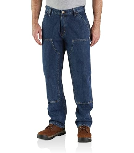 FiveBrother Men's Stone Washed Double Front Logger Dungaree