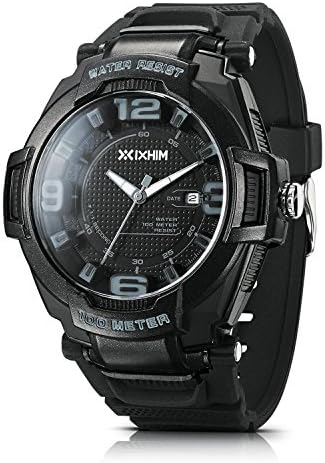 Men’s Sport Watch Quartz #A2201-KG by IXHIM – Analog Time Display Casual Outdoor Watch, Grey Accents - 100m 330 ft Water Resistant