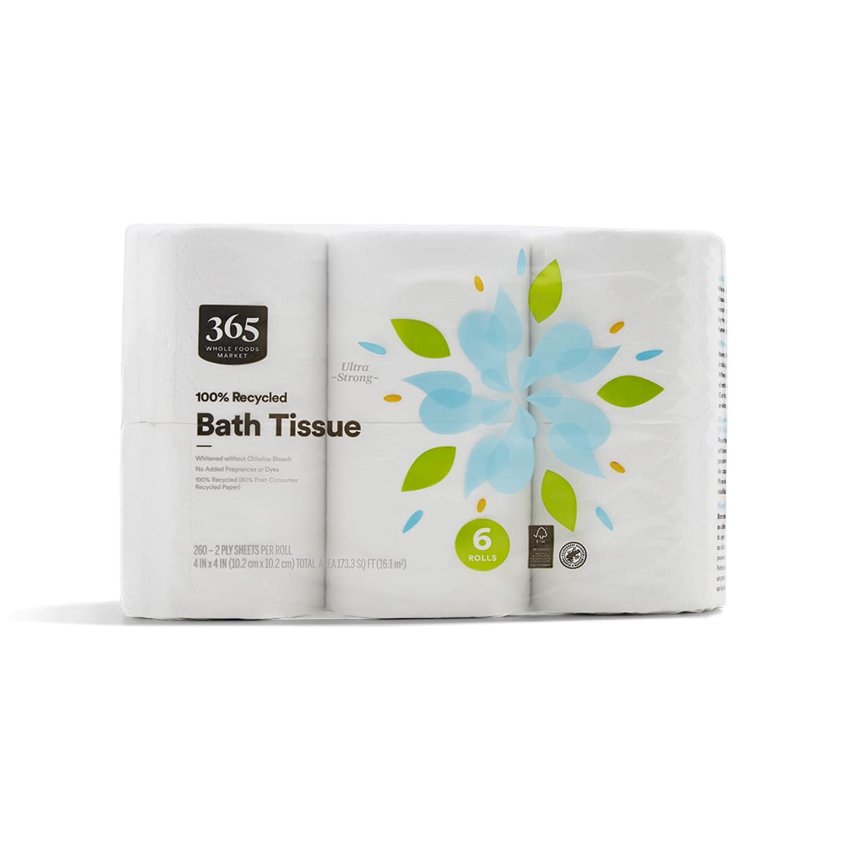Photo 1 of 365 by Whole Foods Market, 100% Recycled Bath Tissue, Ultra-Strong, 260 Sheets per Roll, 4 Count