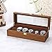 LESTAR Watch Box, Executive 6 Slots Watch Case with Valet, Glass Topped Wooden Watch Display Case Watch Organizer, Jewelry Storage Case
