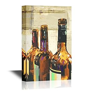 Colorful Painting with Bottle of Wine Illustration