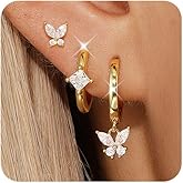 Angelady Gold Hoop Earrings Set for Women, Dainty 14K Gold Plated Flower Moon Cross Dangle Earrings, Hypoallergenic Huggie Hoop Earring Stacks, Stud Earrings for Women Trendy Jewelry Gift