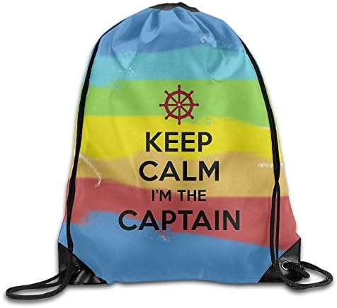Keep Calm I'm The Captain Anchor Drawstring Gym Sport Bag, Large Lightweight Gym Sackpack Backpack For Men And Women