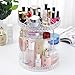 Cq acrylic 360 Rotating Makeup Organizer,4 Tier Adjustable Acrylic Carousel Skincare Organizer Skin Care Cosmetic Display Cases Beauty Skincare Product Make up Holder,Clear Diamond Pattern