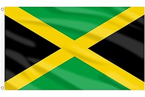 AhfuLife Jamaica Flag Jamaican Flag 3x5 Ft, Large Jamaica National Flags for Outside - Double Side with Brass Eyelets for Jamaican Party Decorations, Bar Garden Street Decoration Indoor Outdoor