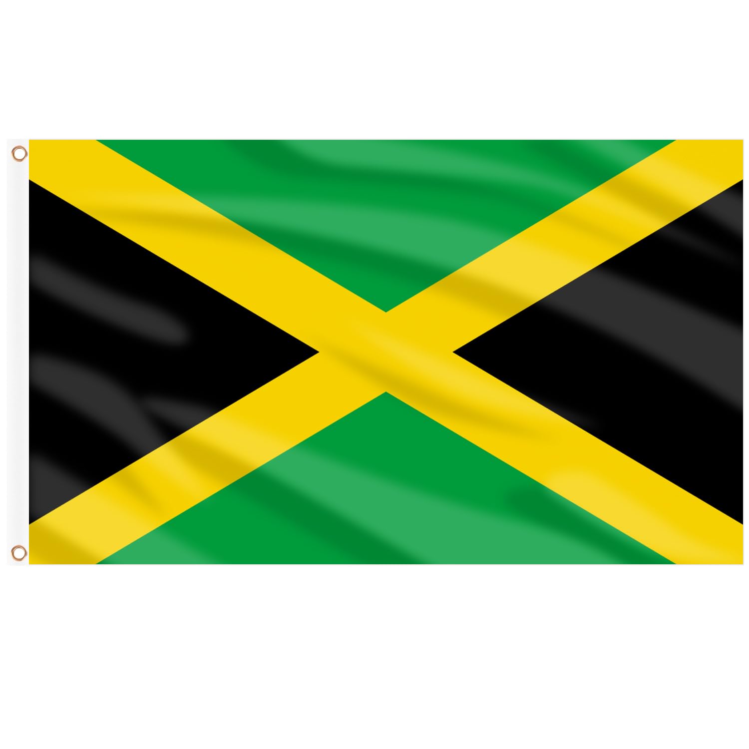 AhfuLife Jamaica Flags 5ft x 3ft, 2pcs Large Jamaican National Flags - Double Side with Brass Eyelets for August Decor Culture Day National Heroes' Day Black History Month Decorations — image 1