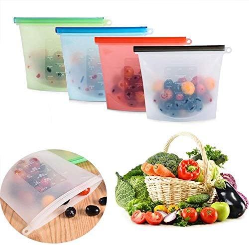 The NourisherSilicone Food Storage Refrigerator Bag Vacuum Food Sealer Storage Bags Reusable Storage & Cooking Bag Wrap Kitchen Fridge Containers for Microwave Fruits Vegetables Meat Milk and More
